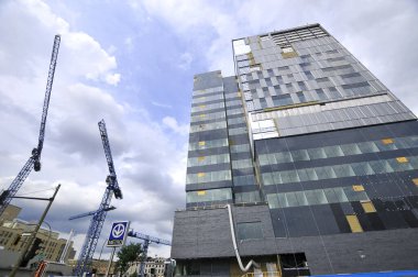 Montreal CANADA - 11 Ağustos 2012 'de Montreal' deki Montreal Universite de Montreal hastanesi (CHUM), ya da Montreal Üniversitesi Hastane Merkezi, Montreal, Kanada