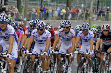 MONTREAL, CANADA - SEPTEMBER 09: 2012 UCI bisiklet takviminde faaliyet gösteren bir grup bisikletçi (124; 2012 Grand Prix Cycliste de Montreal) 2009 Eylül 2012 Montreal, Montreal, Mount Royal tırmanışı