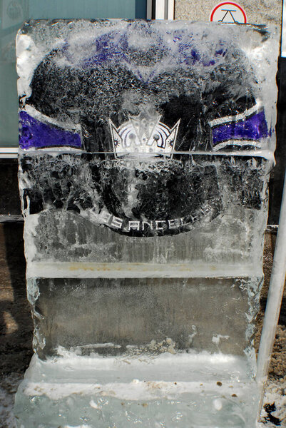 MONTREAL, CANADA - JANUARY 24: Los Angeles Kings jersey in an ice block in front the Molson center of Montreal Canadians for the 57e All stars game on January 24 2009 in Montreal Canada