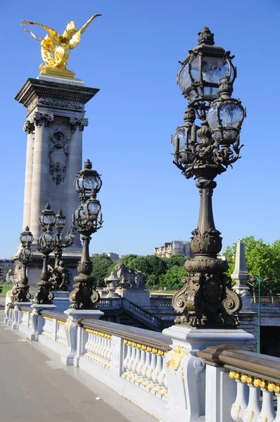 Paris Estátuas Detalhes Ponte Alexandre Iii — Fotografia de Stock