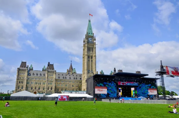 OTTAWA, CANADA - JUNE 30: Scene on Parliament Hill in preparation for the 1st of july Canada Day show on June 30, 2013, Ottawa, Ontario.