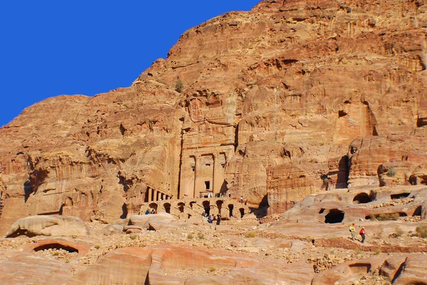 Die Uralte Verlassene Felsenstadt Petra Jordanien Petra Ist Eines Der — Stockfoto
