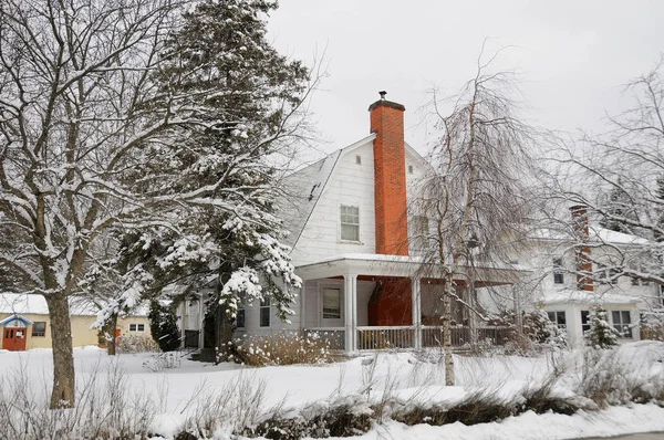 Altes Haus Winterlandschaft Sutton Quebec — Stockfoto