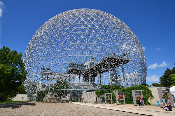 MONTREAL, CANADA - JUNE 23: The Biosphere is a museum in Montreal dedicated to the environment. Located at Parc Jean-Drapeau in the former pavilion of the United States on June 23 2012 Montreal, Canada