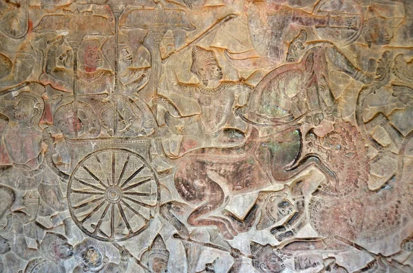 Angkor Wat Cambodia 2013 Fresco Muren Van Tempels Oude Architectuur — Stockfoto