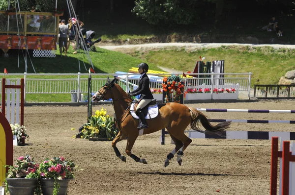 Bromont Canada Juli Onbekende Ruiter Een Paard 2012 International Bromont — Stockfoto