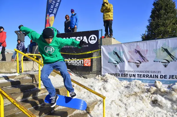 Montreal Kanada Februar Unbekannter Teilnehmer Barbegazi Winter Extreme Sports Festival — Stockfoto