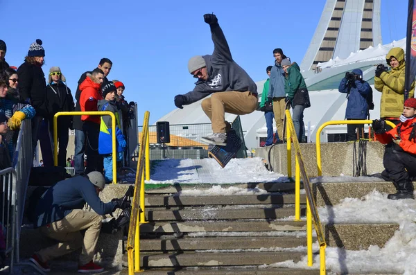 Montreal Kanada Február Ismeretlen Résztvevő Snowboardozás Barbegazi Winter Extreme Sports — Stock Fotó