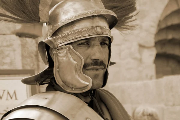 Jerash Listopadu Jordánci Oblékají Římského Vojáka Během Rekonstrukce Římské Armády — Stock fotografie