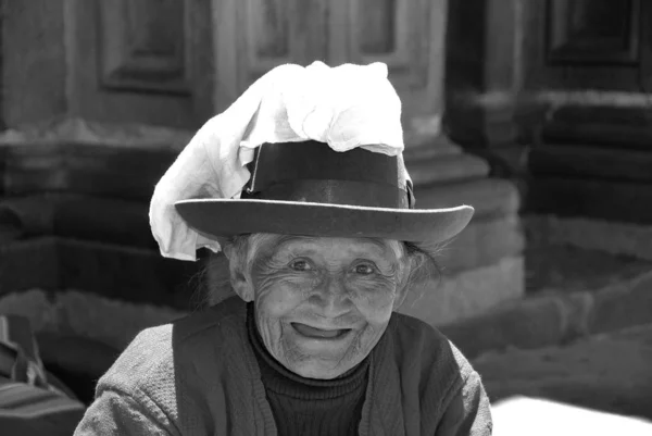 Arequipa Peru November19 Portrait Quechua Old Woman Dressed Traditional Clothing — стоковое фото