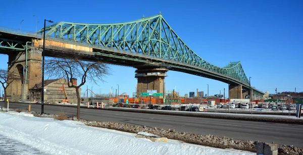 Montreal Canada 2019 Jacques Cartier Bridge Stål Truss Cantilever Bro - Stock-foto