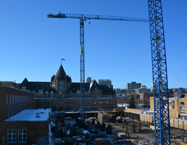 Chantier Construction Avec Grues Bâtiments Canada — Photo