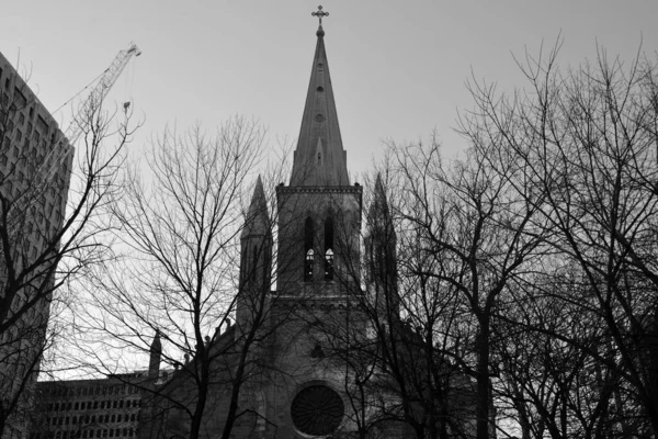 Montreal Quebec Canada 2020 圣帕特里克教堂于1847年3月17日开幕 以满足由于爱尔兰饥荒而大量涌入蒙特利尔的爱尔兰移民的需求 — 图库照片