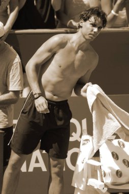 Montreal - 5 Ağustos 2011 'de Montreal, Kanada' da Raphael Nadal antrenman sahasında. Rafael 