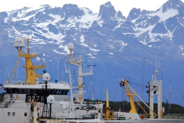 USHUAIA, ARGENTINA - NOV. 27: Ushuaia Limanı. 27 Kasım 2011 'de Ushuaia Arjantin' de dünyanın en güneydeki şehri olarak kabul edilir.