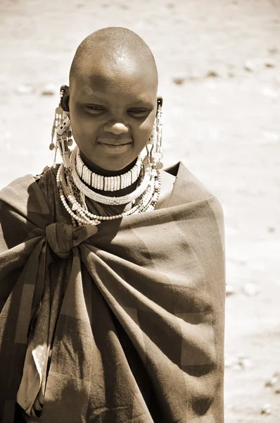 Tanzanie Novembre Femme Masai Avec Leurs Ornements Les Femmes Rasent — Photo