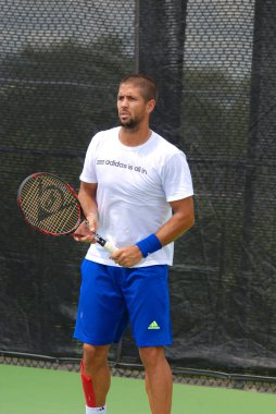 Fernando Verdasco, Montreal Rogers Kupası antrenman kortunda 7 Ağustos 2011 'de Montreal, Kanada' da. Fernando Verdasco Carmona profesyonel tenis oyuncusu..