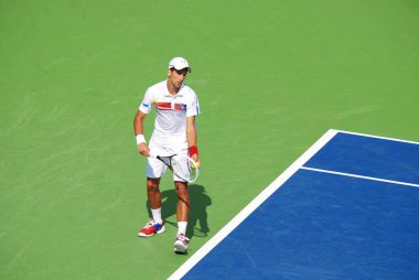 MONTREAL - 7 AUGust: Novak Cokoviç 7 Ağustos 2011 'de Montreal, Kanada' da düzenlenen Montreal Rogers Kupası sahasında. Novak Cokoviç, Dünya No. 1
