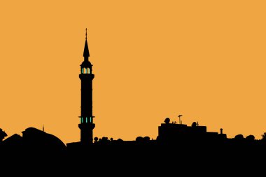 Ürdün, Amman 'da bir caminin silueti