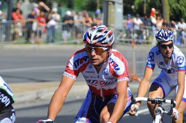 MONTREAL, CANADA - 11 Eylül 2011 'de Montreal' de Montreal Dağı 'nda, UCI bisiklet takviminde tanımlanamayan bir grup bisikletçi faaliyette.