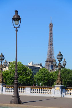 Alexandre Köprüsü 'nden Eyfel Kulesi, Paris, Fransa