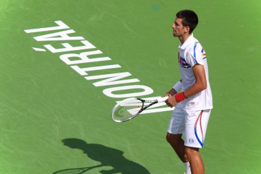 MONTREAL - 7 AUGust: Novak Cokoviç 7 Ağustos 2011 'de Montreal, Kanada' da düzenlenen Montreal Rogers Kupası sahasında. Novak Cokoviç, Dünya No. 1