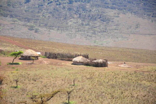 Masajska Wioska Tanzania Wiele Plemion Maasai Tanzanii Kenii Zaprasza Odwiedzenia — Zdjęcie stockowe