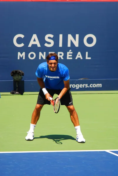 Montreal Αυγουστου Roger Federer Στο Γήπεδο Του Μόντρεαλ Rogers Cup — Φωτογραφία Αρχείου