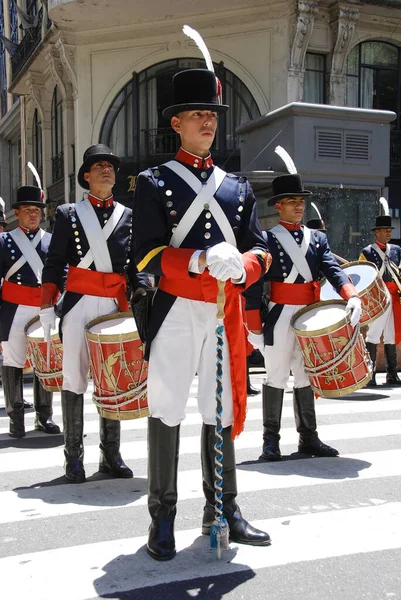 Buenos Areas Argentine Noviembre Desfile Jóvenes Identificados Disfrazados Soldado Para — Foto de Stock