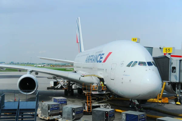 Montreal Kanada Maj Air France A380 Lotnisko Montrealu Ramach Przygotowań — Zdjęcie stockowe