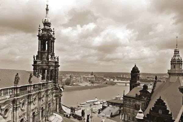 Vista Panorâmica Dresden Prefeitura — Fotografia de Stock