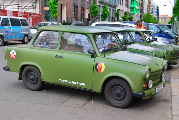 BERLIN, GERMANY - MAY 22: Famous Trabant car in front the GDR musuem on May 22, 2010 in Berlin, Germany. The Trabant is a car that was produced by former East German auto maker VEB in Zwickau.