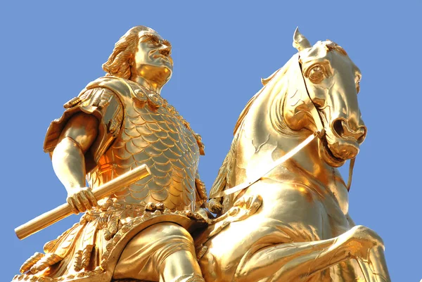 Alemania Vestida Mayo Goldener Reiter Jinete Oro Una Estatua Ecuestre —  Fotos de Stock