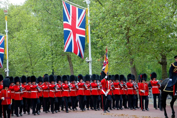 Londres Reino Unido Junio Guardias Reina Durante Desfile Ceremonia Trooping — Foto de Stock