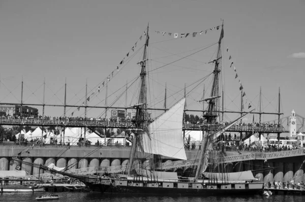 ケイズ川の背の高い船の第2版では 6隻の背の高い船が旧港で訪問者を待っています ナイアガラ ボルティモア2の誇り リンクス パスファインダー セントローレンスIi — ストック写真