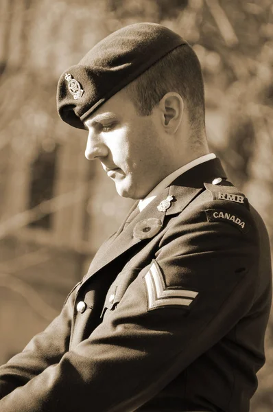 Montreal Canada November Canadians Soldiers Uniform Remembrance Day November 2011 — Stock Photo, Image