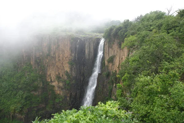 Velký Vodopád Pralesním Lese — Stock fotografie
