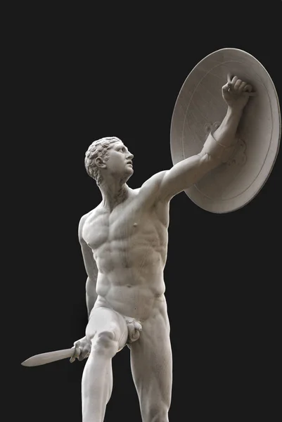 Forntida Staty Man Med Svärd — Stockfoto