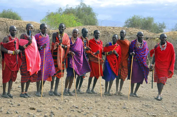 Amboseli Kenya Ottobre Gruppo Africani Non Identificati Della Tribù Masai — Foto Stock