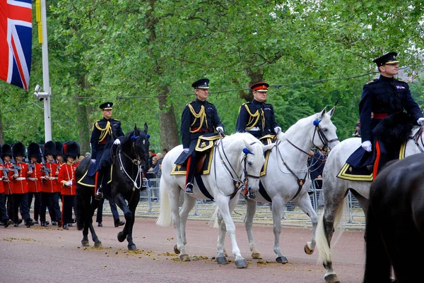 Londres Reino Unido Junio Guardias Reina Durante Desfile Ceremonia Trooping — Foto de Stock