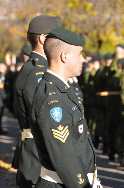 MONTREAL, CANADA - NOVEMBER 6: Canadians soldiers in uniform for the remembrance Day on November 6, 2011, Montreal, Canada. The day was dedicated by King George V on 7-11-19 as a day of remembrance.