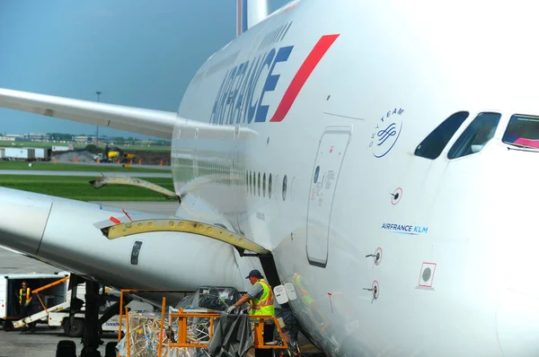 Montreal Canada Mai Air France A380 Aéroport Montreal Préparation Décollage — Photo