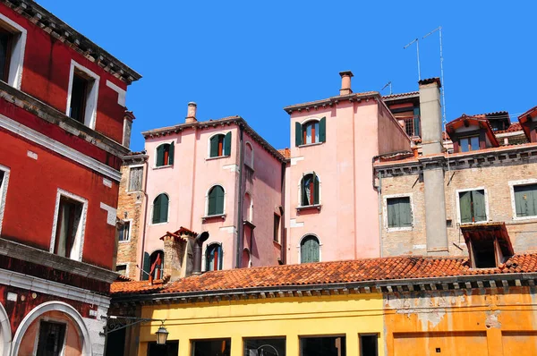 Colorful Houses Street Venice Italy Stock Picture