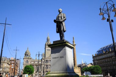 GLASGOW SCOTLAND - 27 Mayıs 2012 'de İskoçya, İngiltere' de Glasgow 'un merkezinde Robert Peel' in 27 Mayıs 'taki heykeli