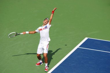 MONTREAL - 7 AUGust: Novak Cokoviç 7 Ağustos 2011 'de Montreal, Kanada' da düzenlenen Montreal Rogers Kupası sahasında. Novak Cokoviç, Dünya No. 1