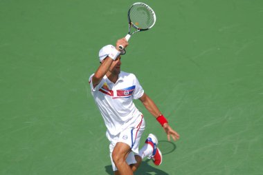 MONTREAL - 7 AUGust: Novak Cokoviç 7 Ağustos 2011 'de Montreal, Kanada' da düzenlenen Montreal Rogers Kupası sahasında. Novak Cokoviç, Dünya No. 1