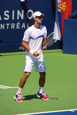 MONTREAL - 7 AUGust: Novak Cokoviç 7 Ağustos 2011 'de Montreal, Kanada' da düzenlenen Montreal Rogers Kupası sahasında. Novak Cokoviç, Dünya No. 1