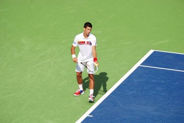 MONTREAL - 7 AUGust: Novak Cokoviç 7 Ağustos 2011 'de Montreal, Kanada' da düzenlenen Montreal Rogers Kupası sahasında. Novak Cokoviç, Dünya No. 1