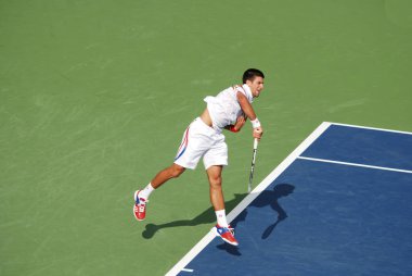 MONTREAL - 7 AUGust: Novak Cokoviç 7 Ağustos 2011 'de Montreal, Kanada' da düzenlenen Montreal Rogers Kupası sahasında. Novak Cokoviç, Dünya No. 1