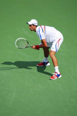 MONTREAL - 7 AUGust: Novak Cokoviç 7 Ağustos 2011 'de Montreal, Kanada' da düzenlenen Montreal Rogers Kupası sahasında. Novak Cokoviç, Dünya No. 1